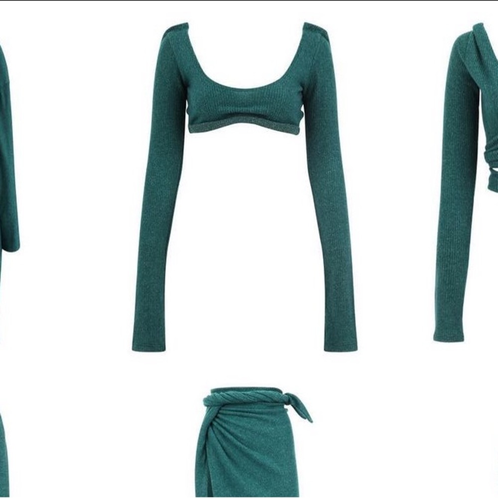LAINA RAUMA FUZZY RIB TACKED SCOOP NECK in EVERGREEN